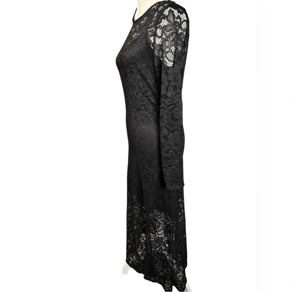 a.new day Black Lace Long Sleeve Midi Dress - Small - Picture 6 of 9
